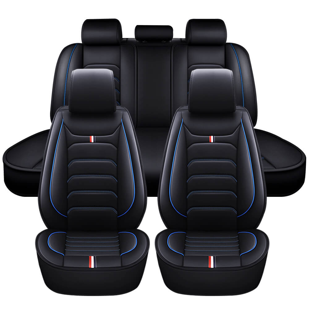 Universal Leather Look Car Seat Covers Front & Rear 5 Seats