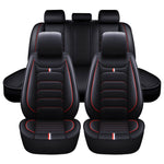 red line Leather Seat Covers Universal Fit 5 Seats Car