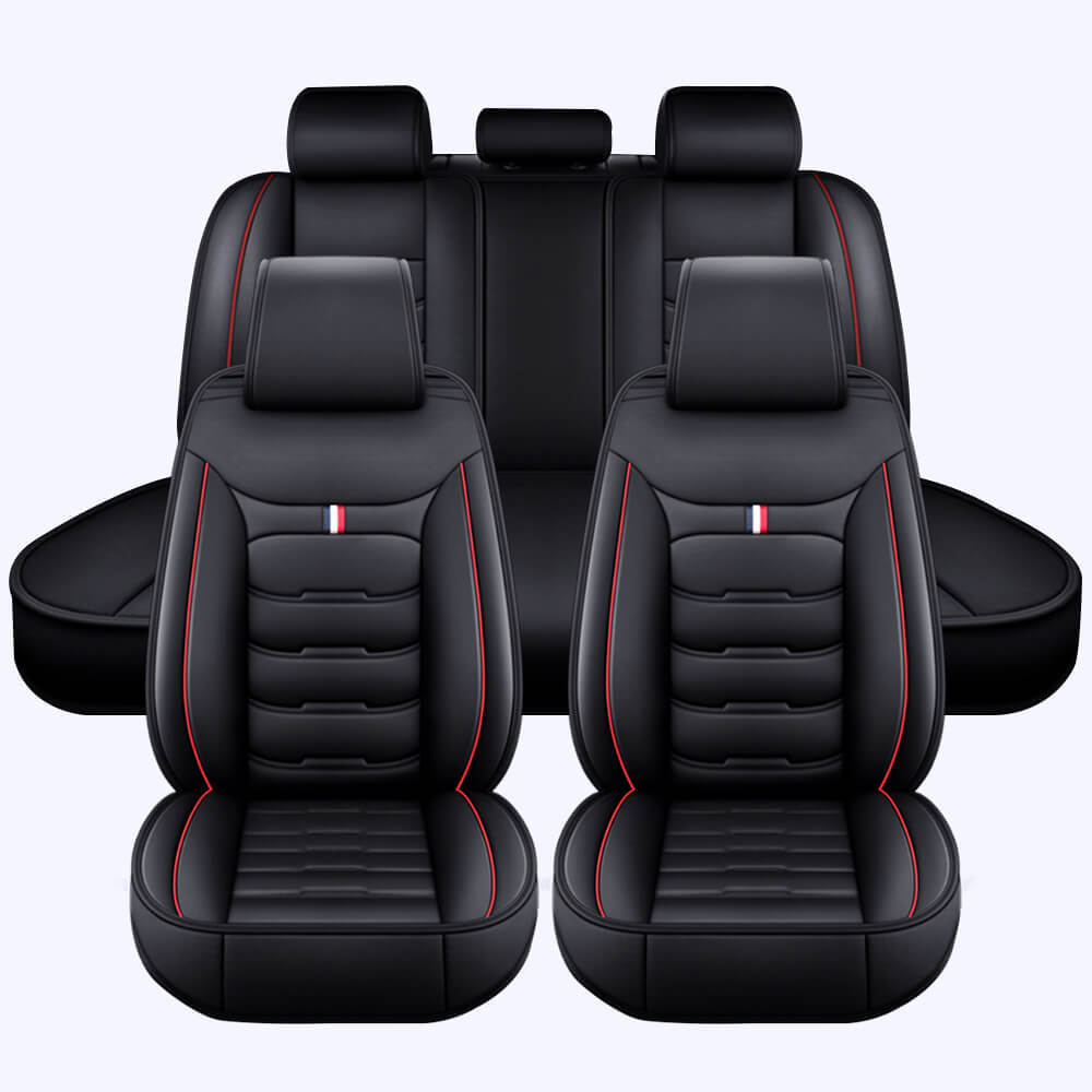 red line Luxury Leather Car Seat Covers