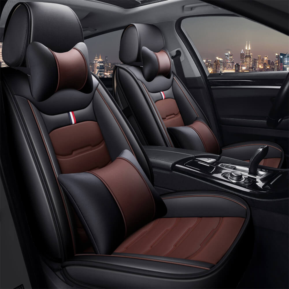 black coffee front Luxury Leather Car Seat Covers