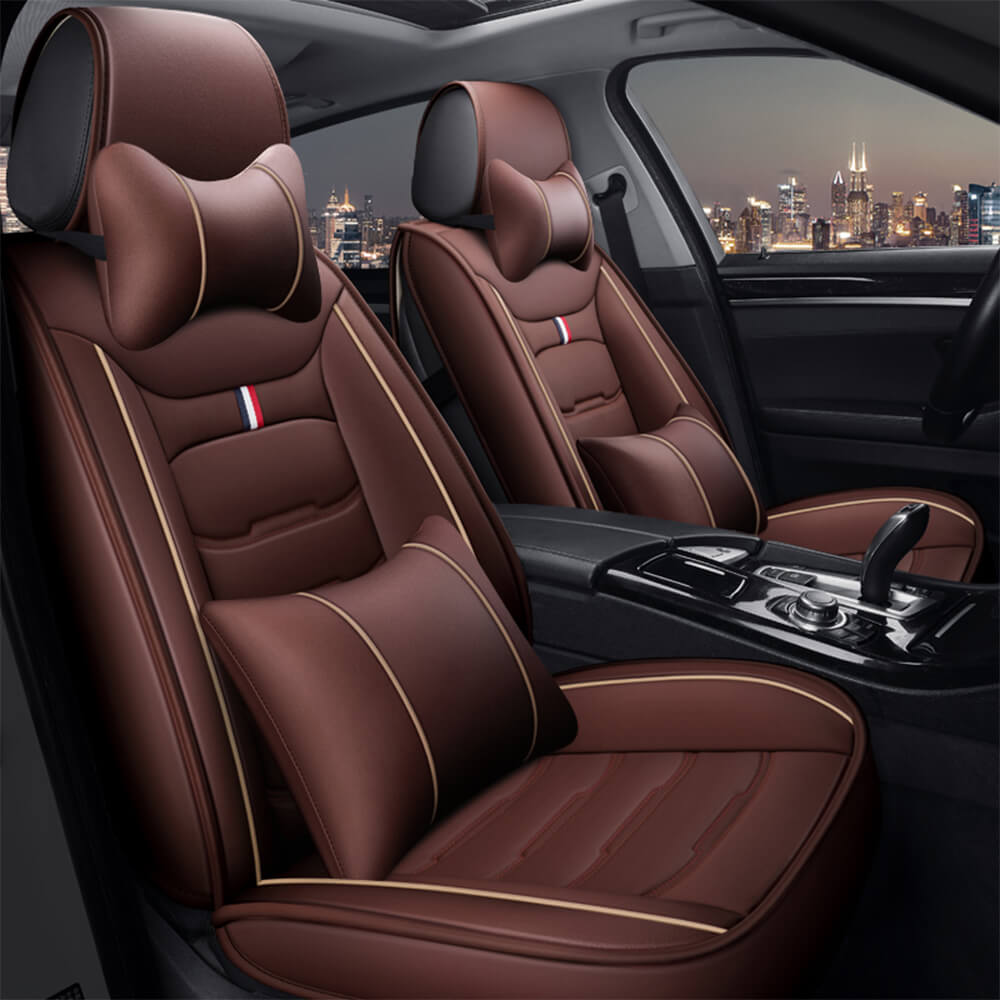 coffee front Luxury Leather Car Seat Covers