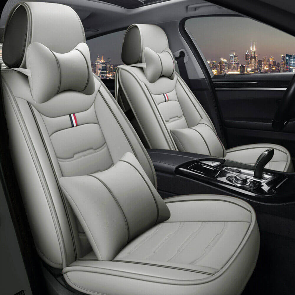 gray front Luxury Leather Car Seat Covers