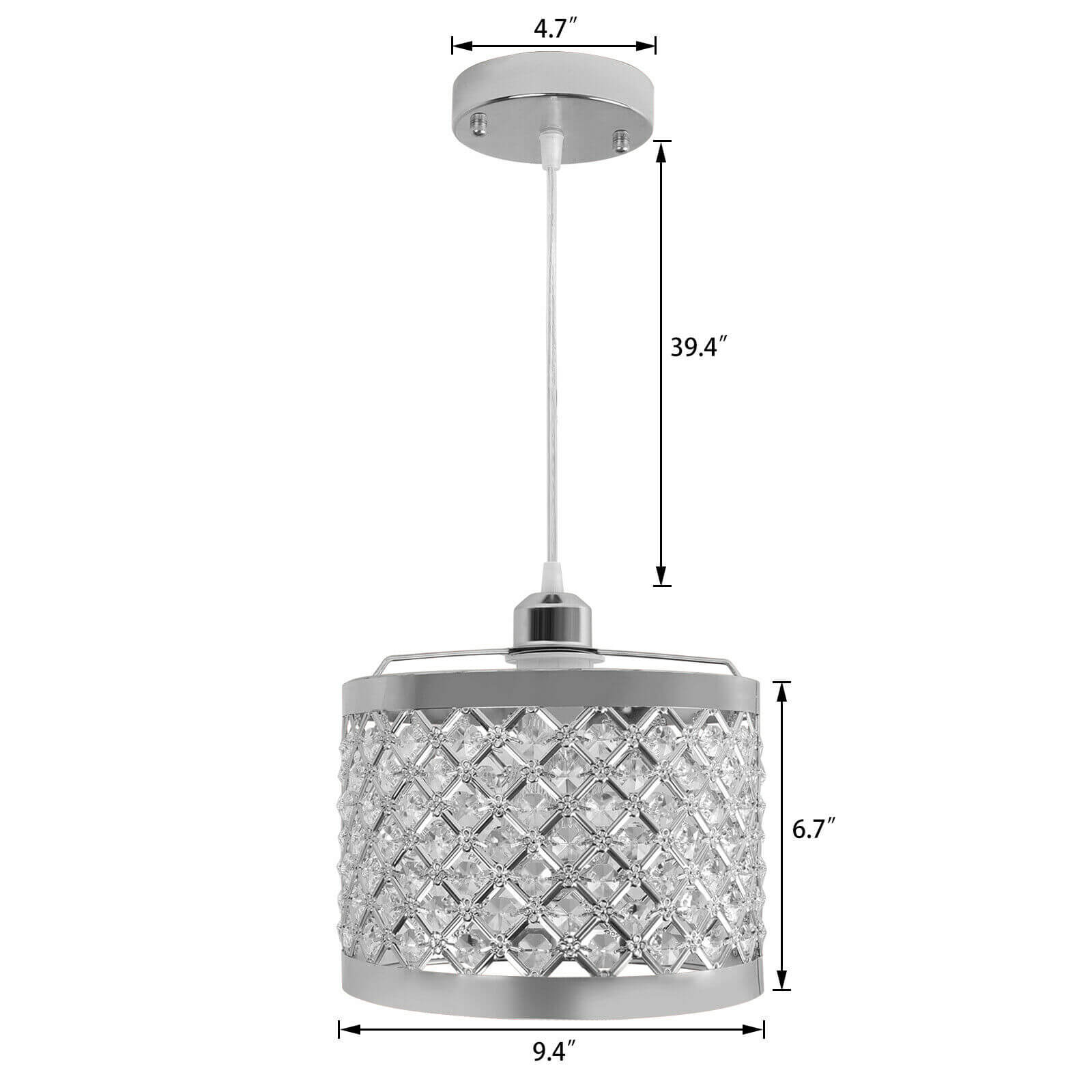 size of silver drum Adjustable Crystal Ceiling Light