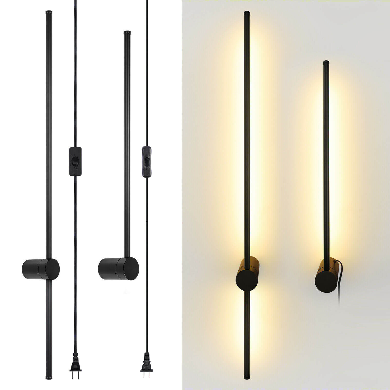 Display of Modern LED Black Linear Wall Lamp