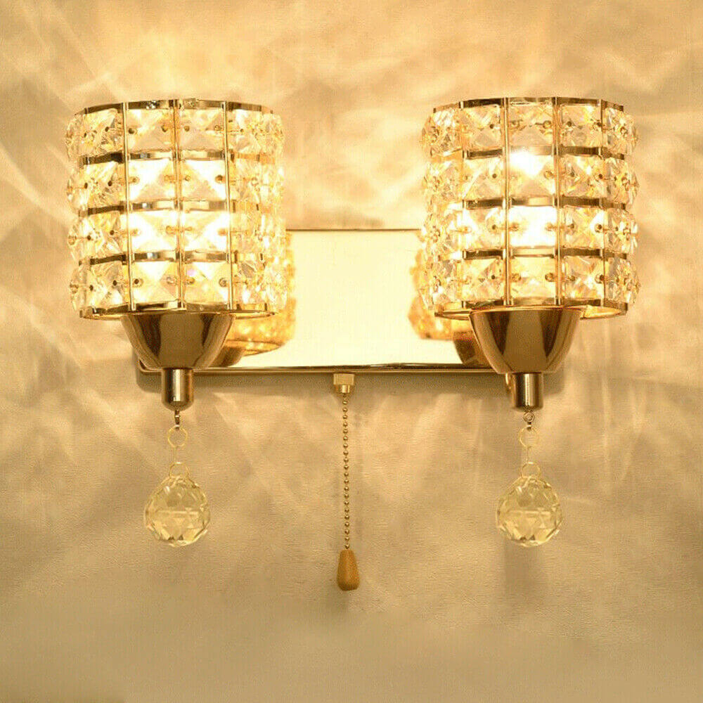 gold double heads Modern Luxury Crystal Wall Light