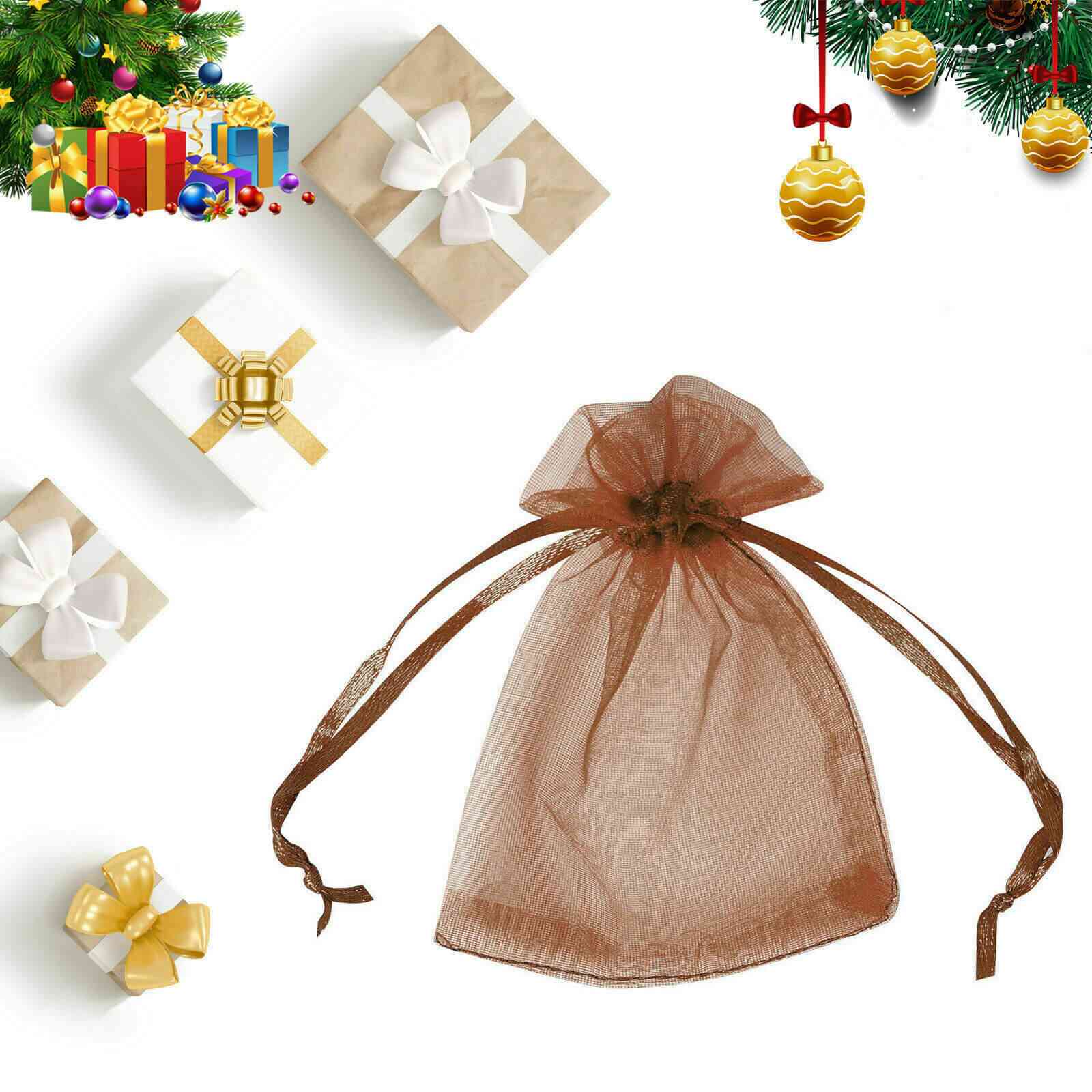 Coffee Organza Gift Bag Bulk Jewelry Favor Pouch for Wedding Party