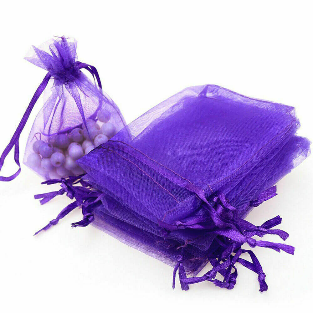 Purple Organza Gift Bag Bulk Jewelry Favor Pouch for Wedding Party