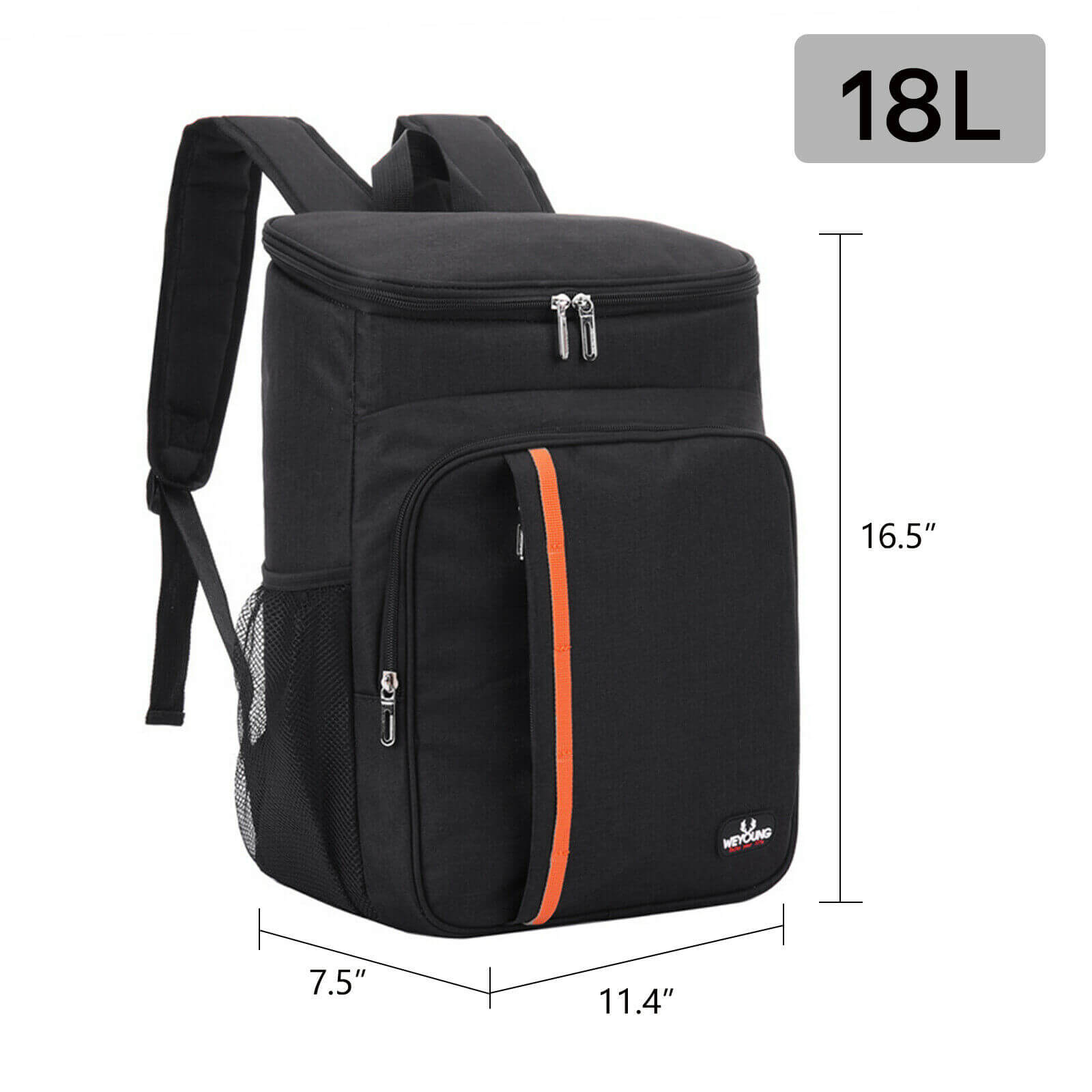 Black of Oxford Cooler Backpack for Lunch Picnic