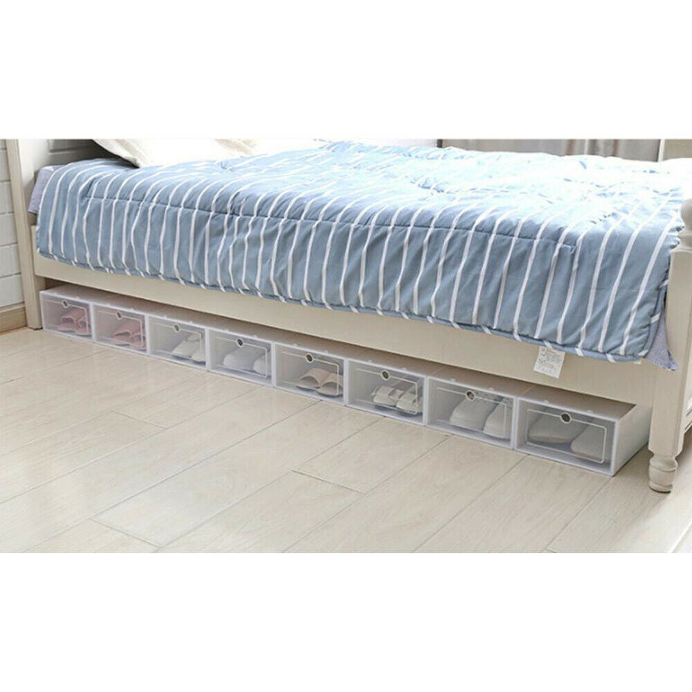 Display of clear Plastic Shoe Boxes Organizer