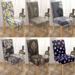 Display of Printed Stretch Dining Chair Slipcovers, 1/4/6Pcs