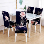 Blue Printed Stretch Dining Chair Slipcovers, 1/4/6Pcs