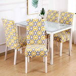 Yellow Printed Stretch Dining Chair Slipcovers, 1/4/6Pcs