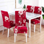 Red Printed Stretch Dining Chair Slipcovers,