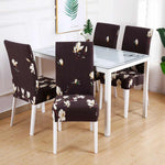 Dark Brown Printed Stretch Dining Chair Slipcovers, 1/4/6Pcs