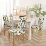 White Printed Stretch Dining Chair Slipcovers, 1/4/6Pcs
