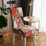 Orange Boho Printed Stretchable Dining Chair Slipcovers, 1/4/6Pcs