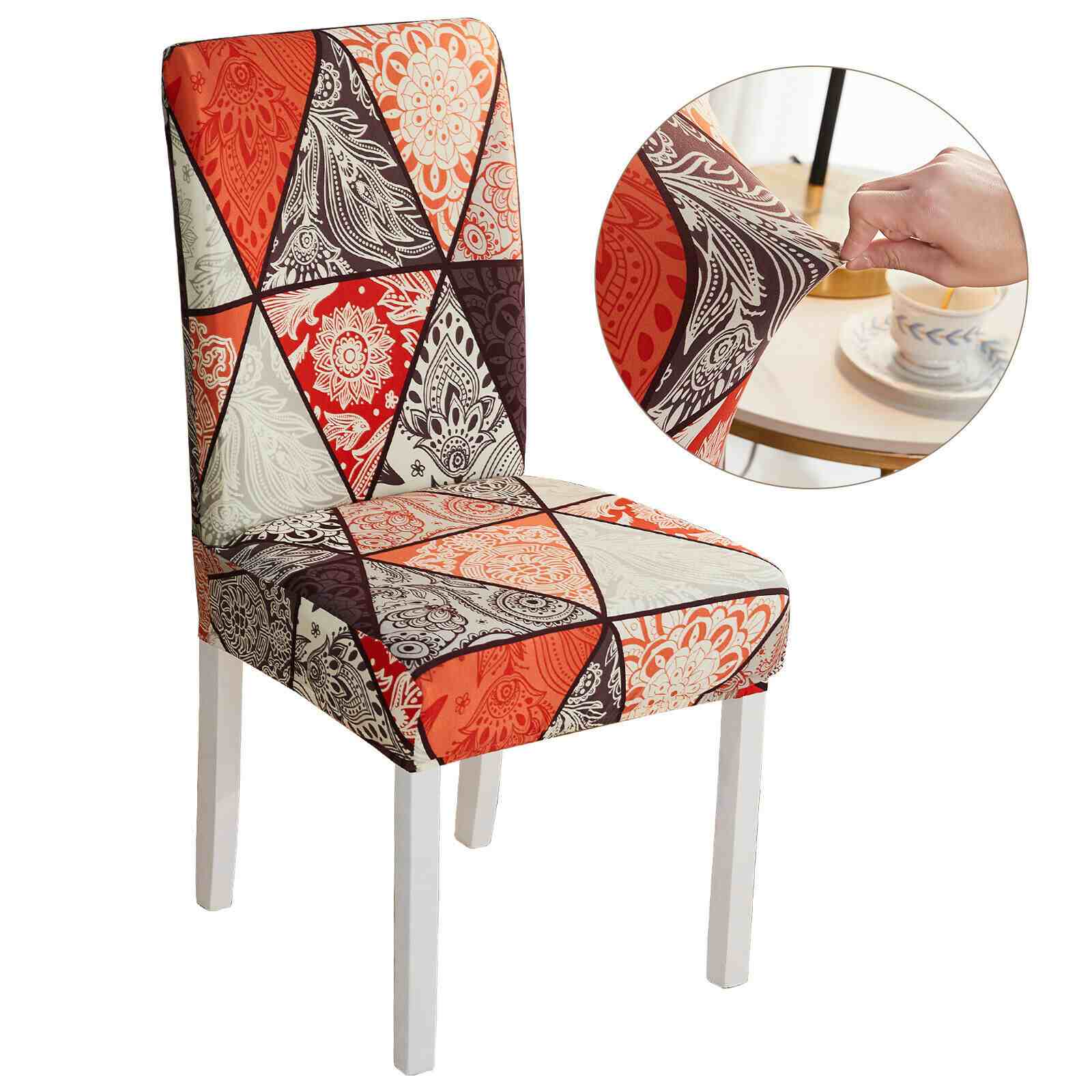 Display of Boho Printed Stretchable Dining Chair Slipcovers, 1/4/6Pcs