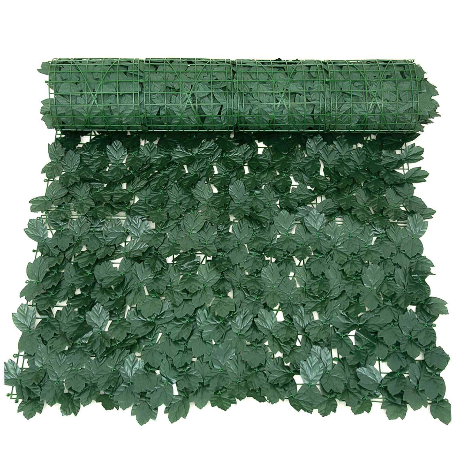 Display of Durable Privacy Artificial Fence Screen Faux Ivy Leaf