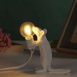 Resin Rat Table Lamp white