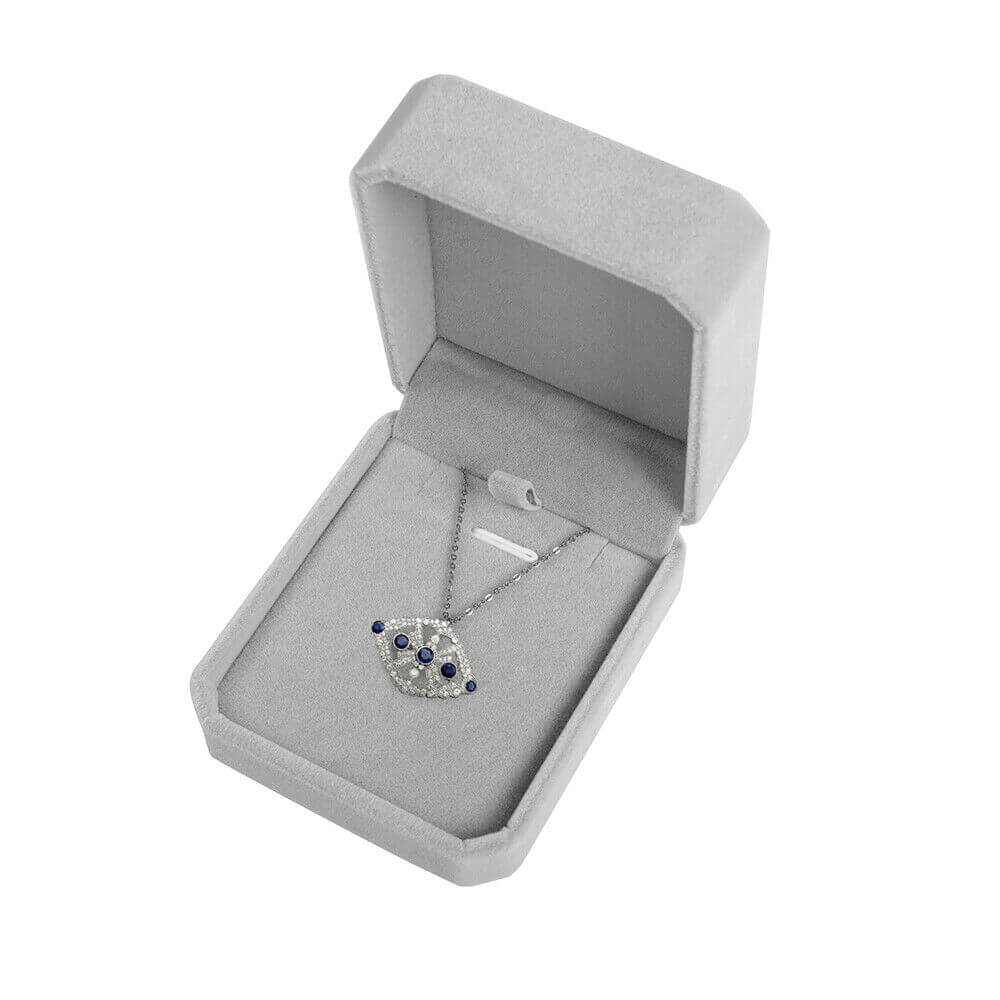 white Ring Necklace Pendant Velvet Box