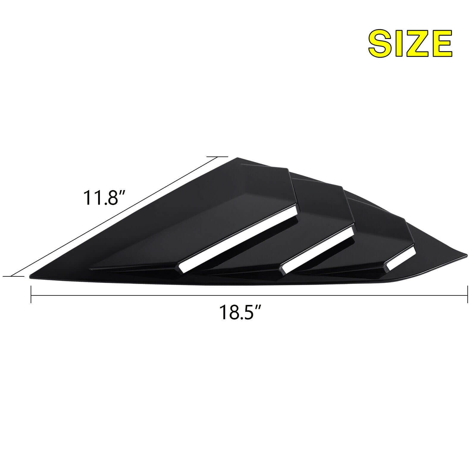 Size of Side Vent Rear Window Louver for 2018+ Honda Accord