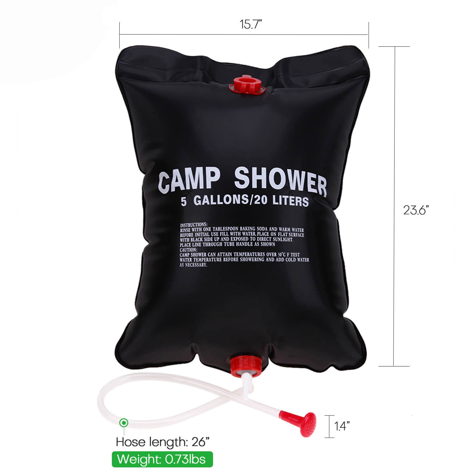 The size of the solar camping shower bag
