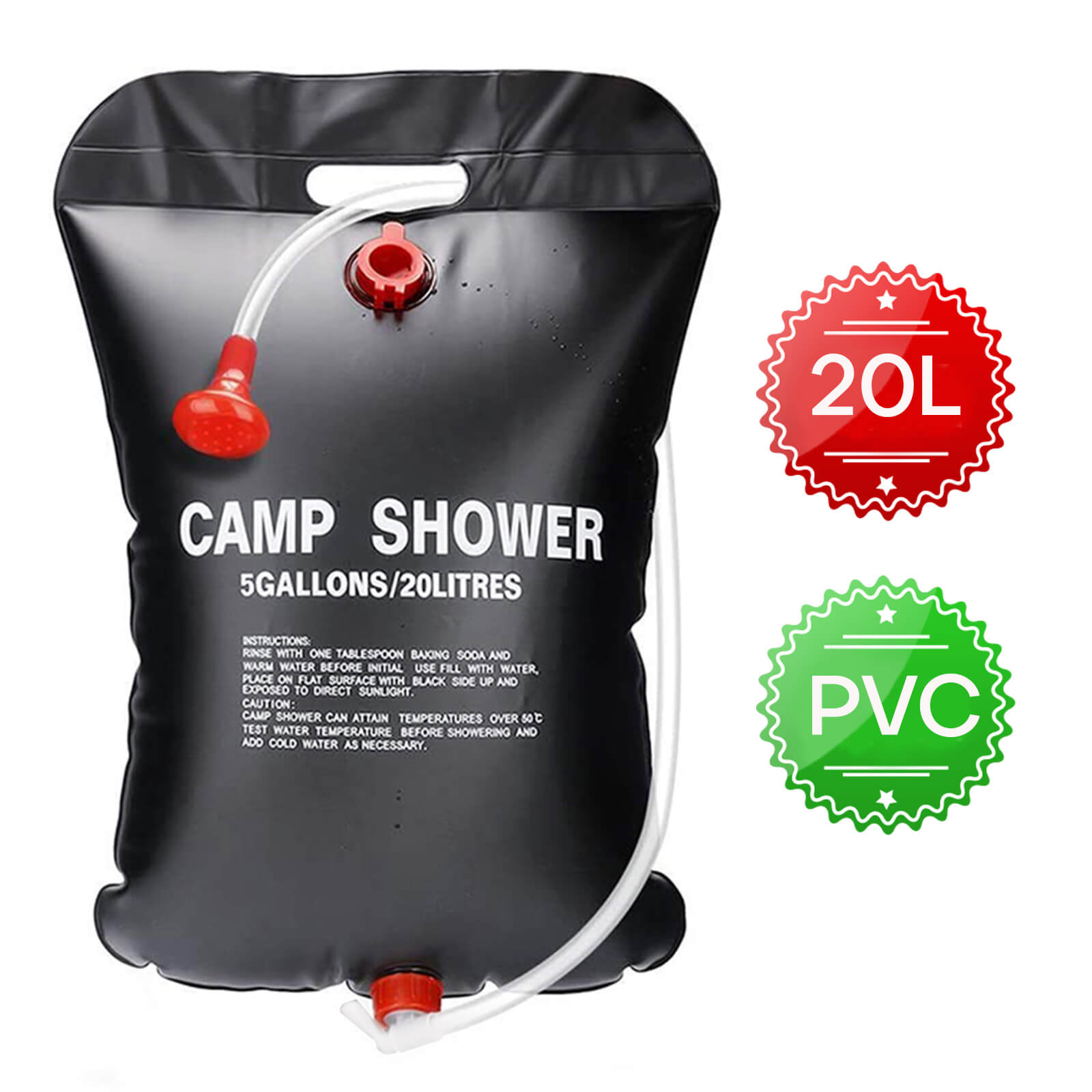 20L solar camping shower bag