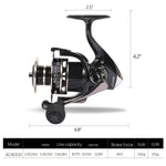 size of AC4000 5.2:1 Gear Ratio Spinning Fishing Reel