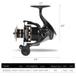 size of AC6000 5.2:1 Gear Ratio Spinning Fishing Reel