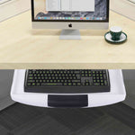 Display of Under Desk Keyboard Drawer w/ Rotatable Mouse Tray