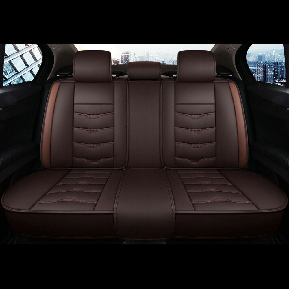 Brown Rear Seat of Universal Car Leather Seat Covers, 5 Seats