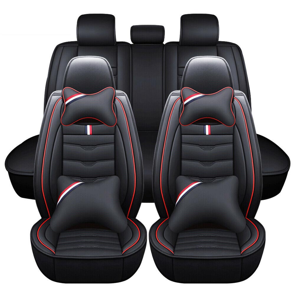Red Line of Universal Car Leather Seat Covers, 5 Seats