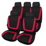 red Cloth Seat Covers for Cars, 9Pcs