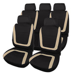 beige Cloth Seat Covers for Cars, 9Pcs