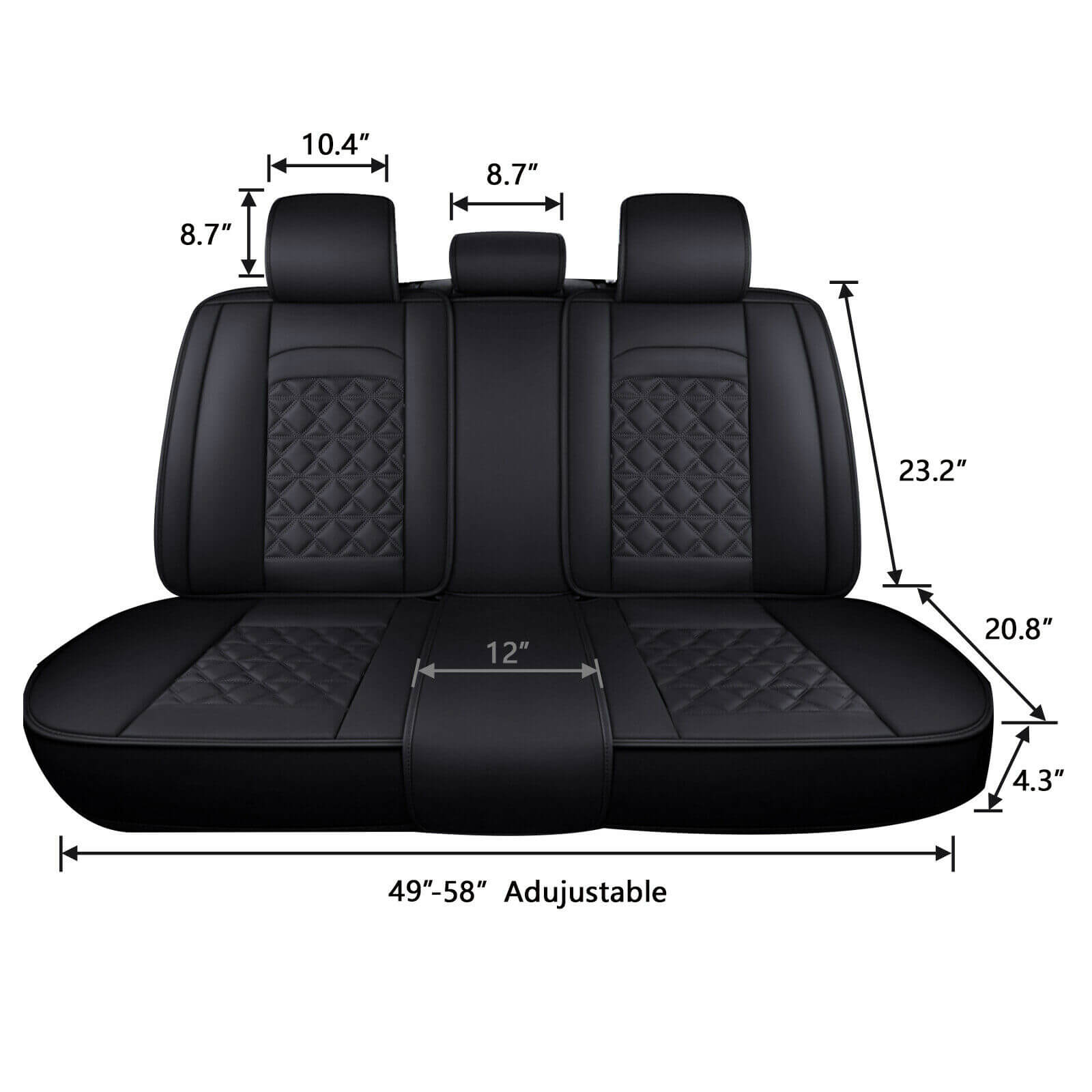 Rear Seat Size of Universal Full Surrounded Leather Car Seat Covers