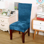Light Blue Velvet Dining Chair Spandex Slipcovers, 1/4/6Pcs