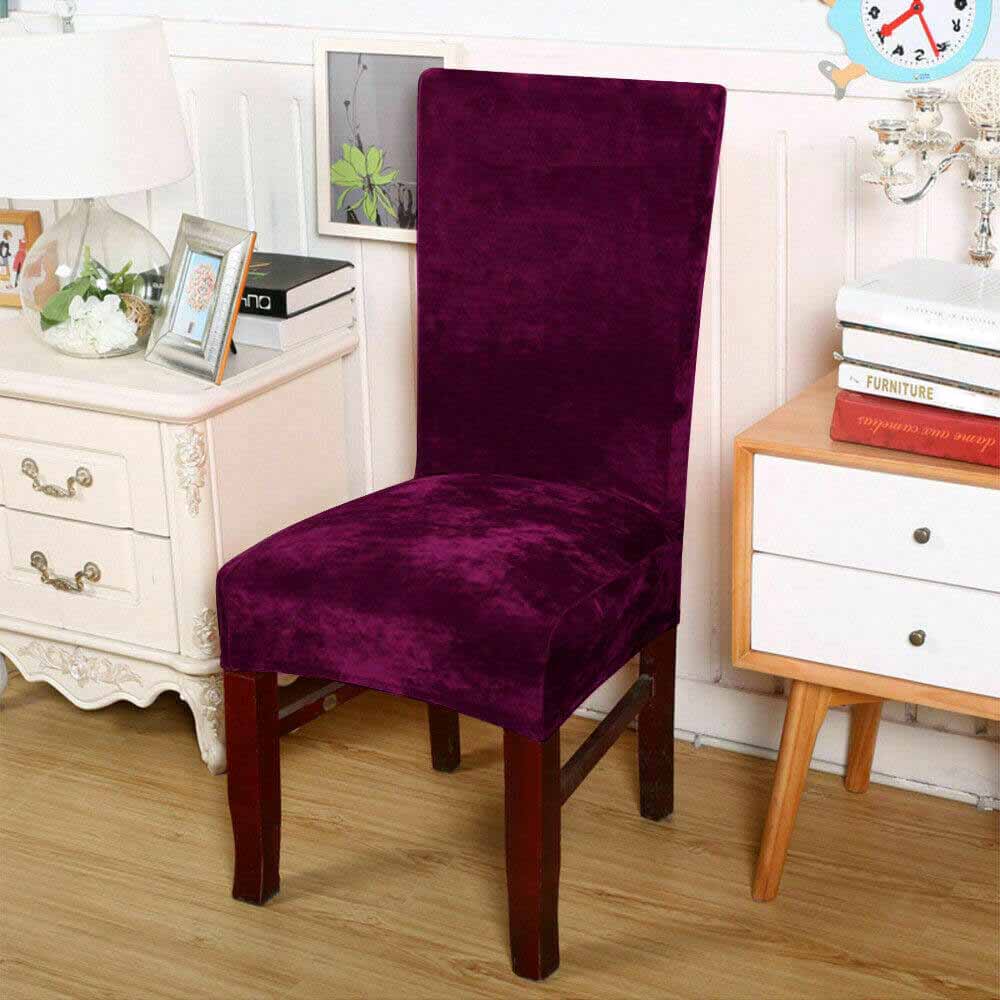 Stylish Velvet Dining Chair Spandex Slipcovers, 1/4/6Pcs