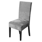 Gray Velvet Dining Chair Spandex Slipcovers, 1/4/6Pcs