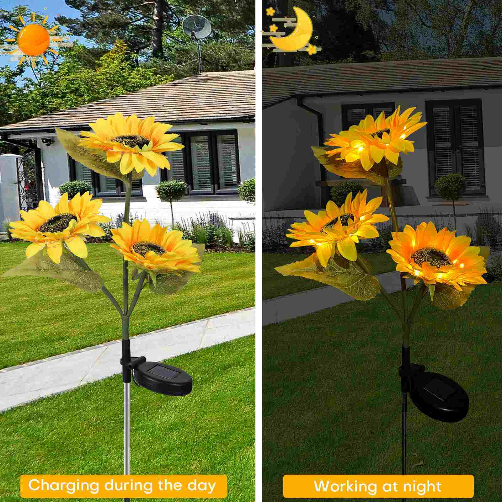 feature of Waterproof LED Solar Sunflower Lights
