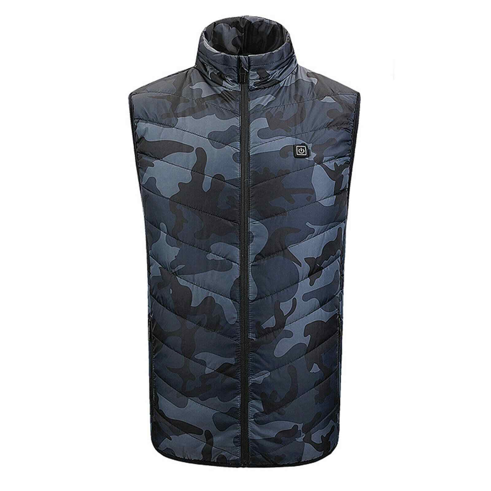 Front of Camo Winter Heated Vest Electric USB Jacket