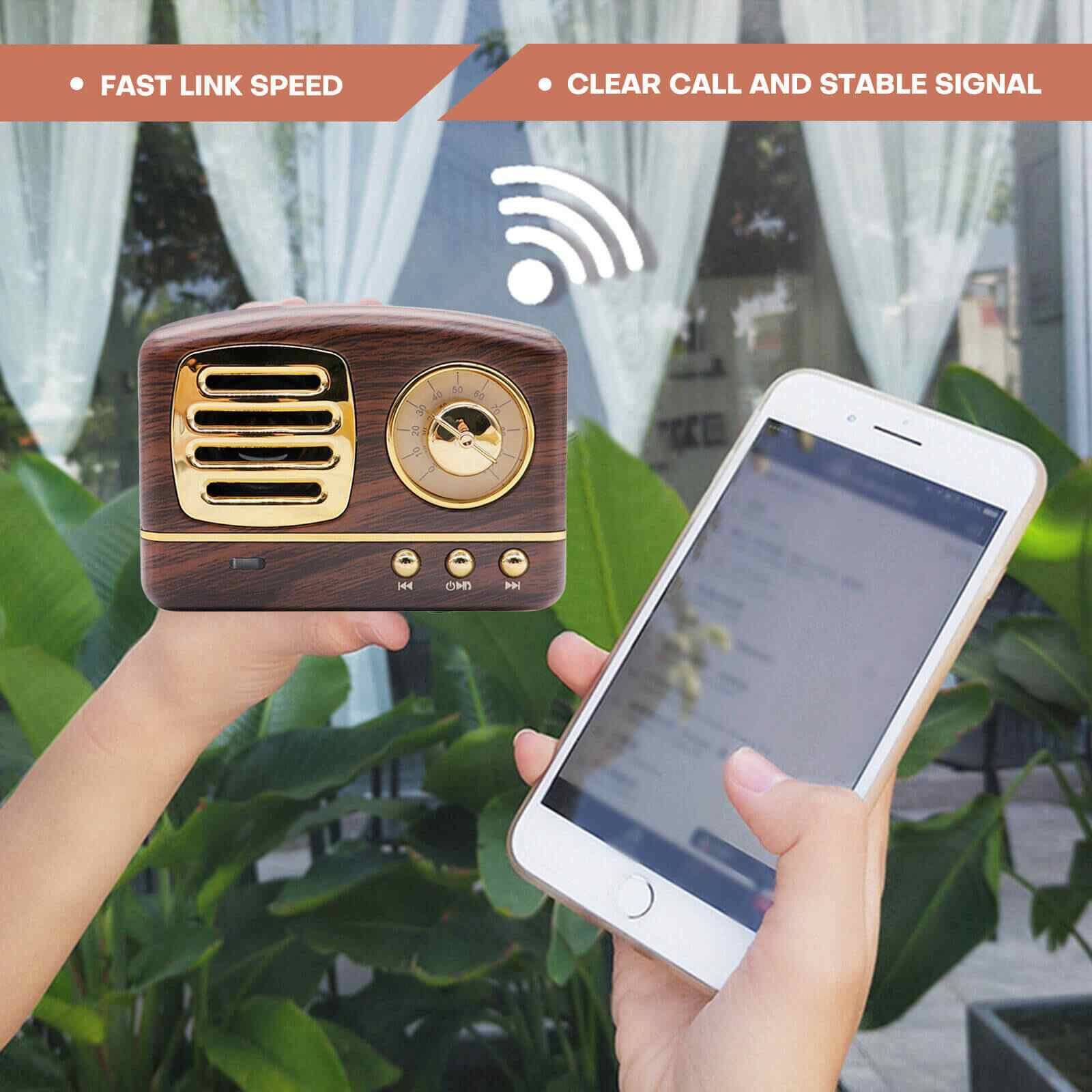 Durable Mini Wireless Retro Bluetooth Stereo Speakers Radio