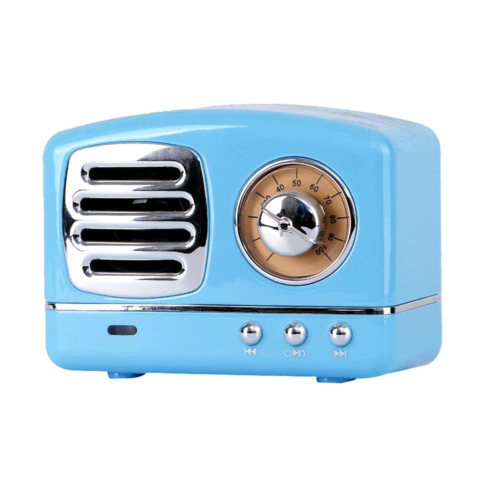Blue Mini Wireless Retro Bluetooth Stereo Speakers Radio