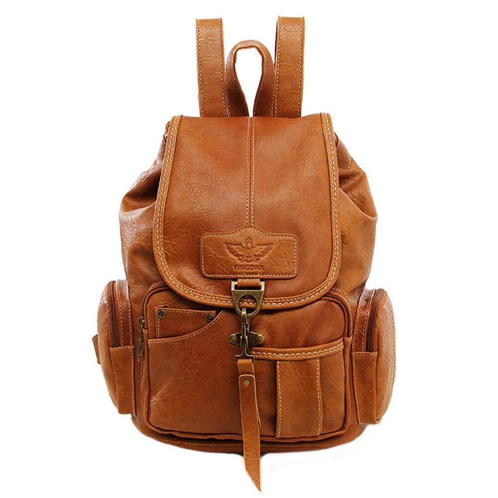 Brown Women Girl Leather Backpack School Travel Shoulder Satchel