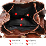 Design of Women Girl Leather Backpack School Travel Shoulder Satchel