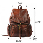 Size of Women Girl Leather Backpack School Travel Shoulder Satchel