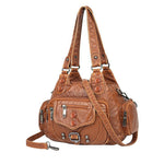 brown Women Leather Shoulder Bag