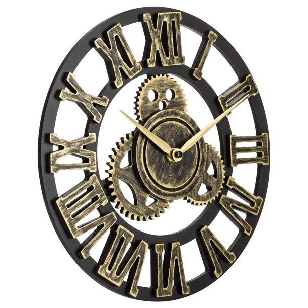 Showing of 12/16/23in Large Gear Wall Clock Roman Numbers 3D Big Dial