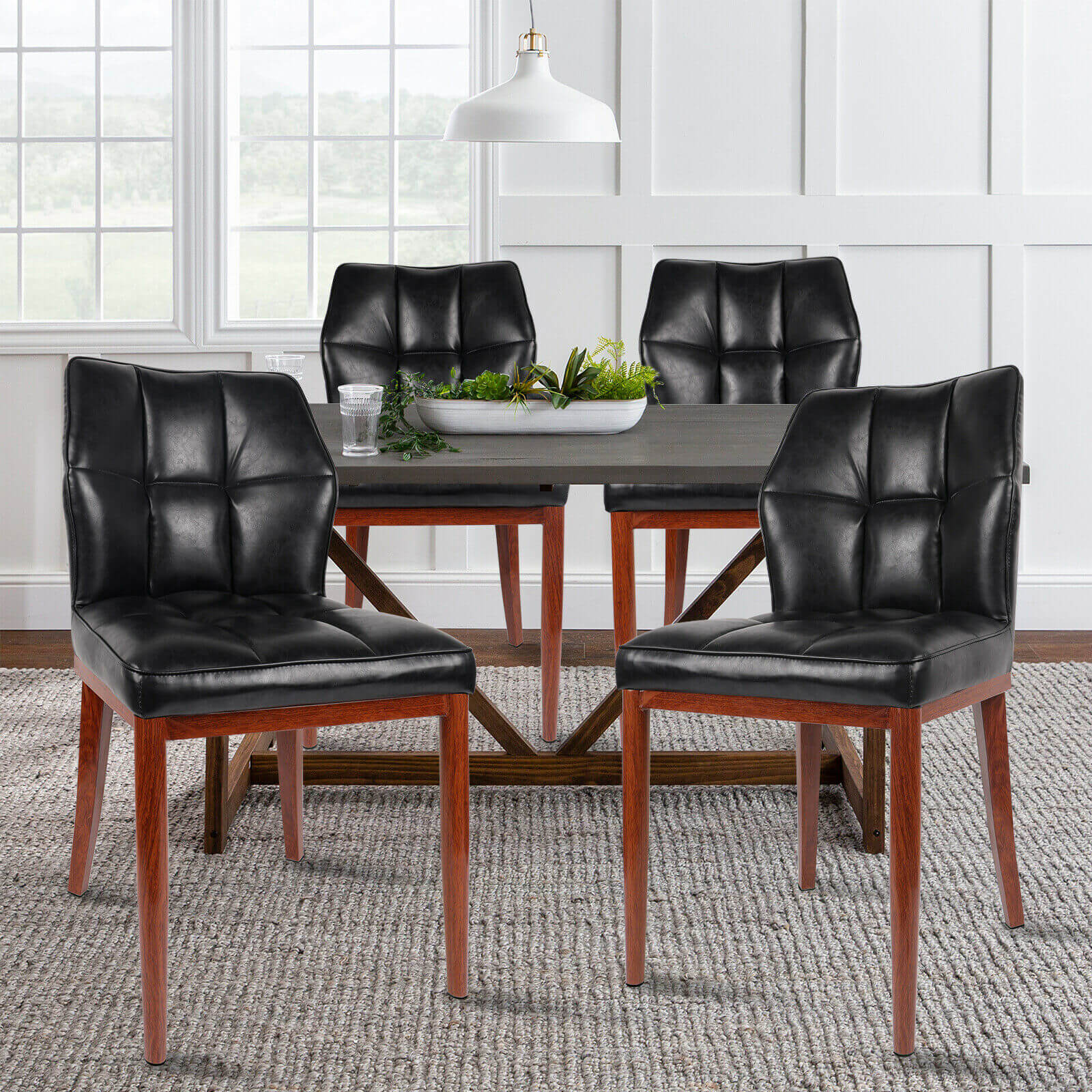 Leather Upholstered Armless Dining Chair