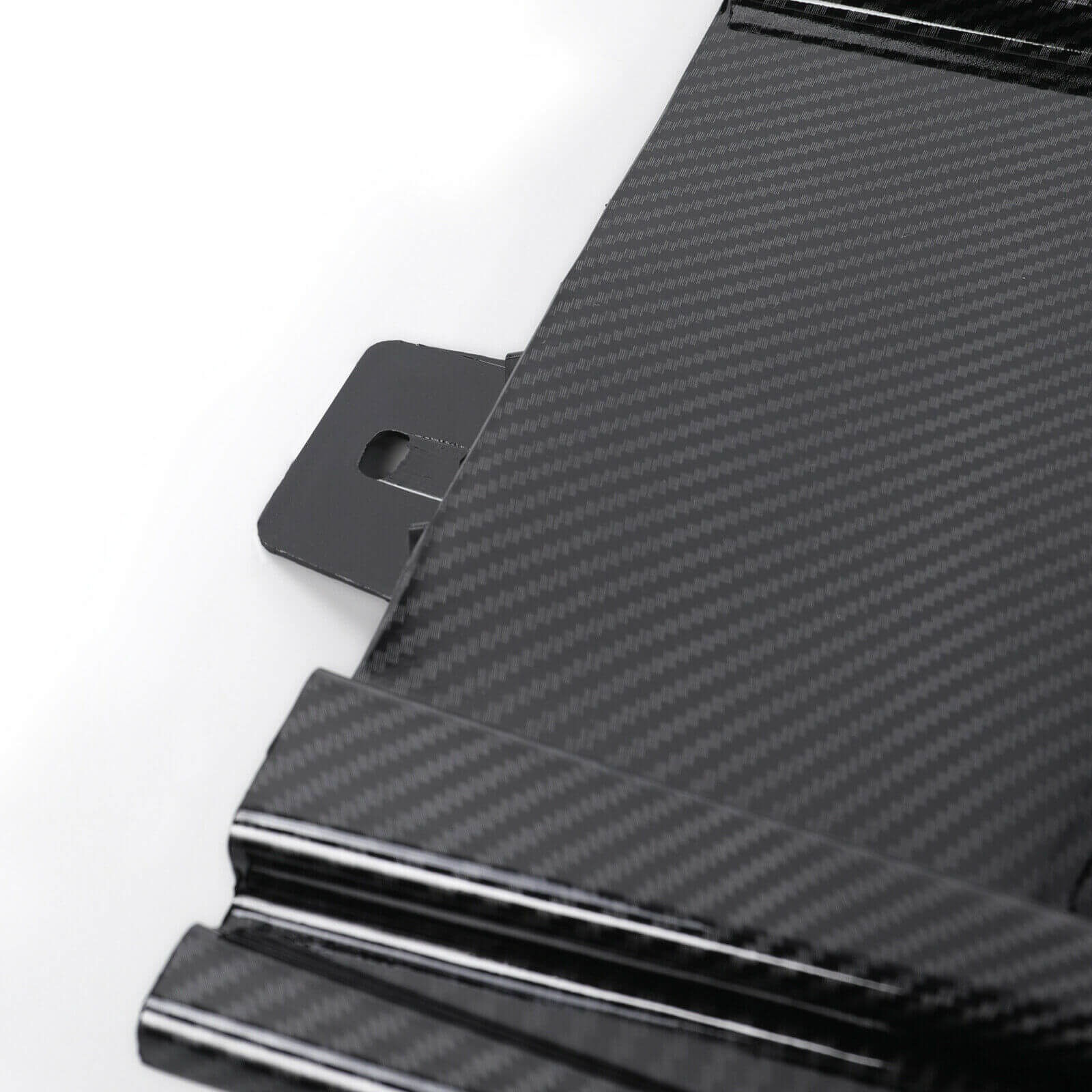 Details of carbon fiber black rear diffuser