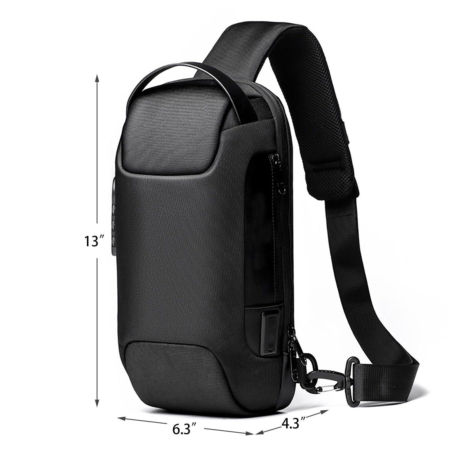 Anti Theft Sling Bag Chest Bag Crossbody Backpack w/ USB Charge Port